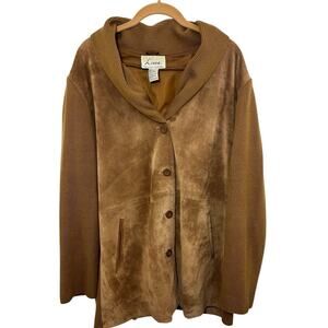 LINEA by Louis Dell'Olio Brown Tan Suede Leather Jacket 1x Beige A8342 Womens
